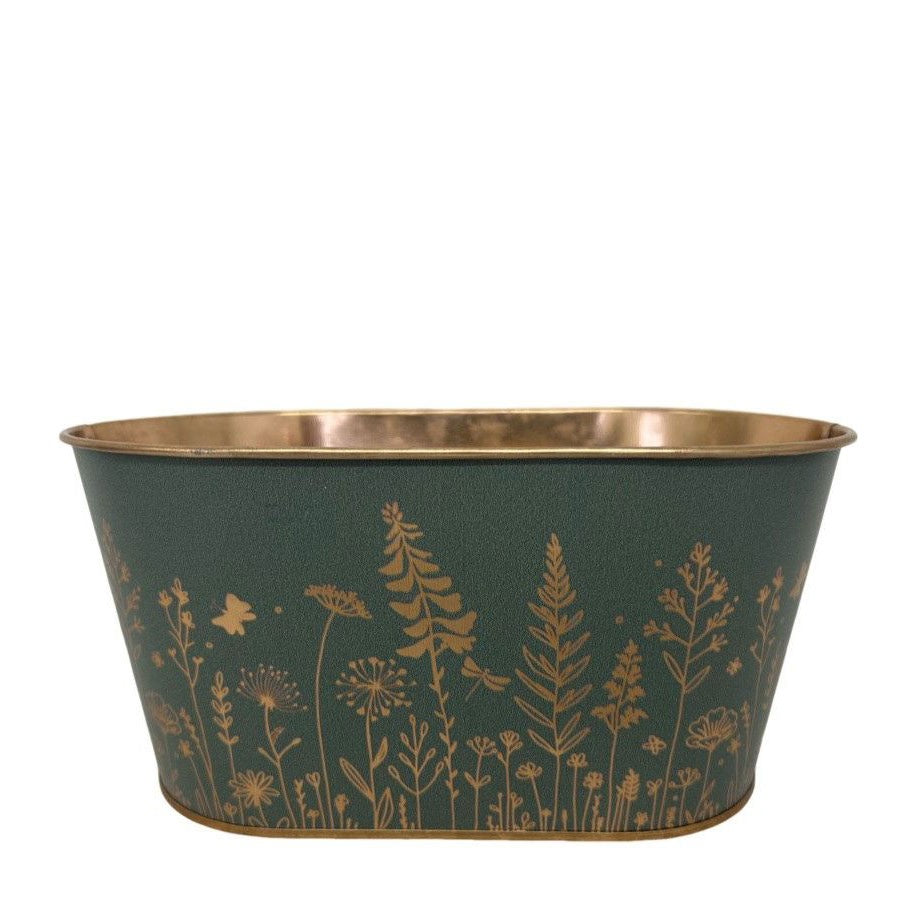 Discover the Dark Green Wild Flowers Oval Zin Planter at Bristow Direct