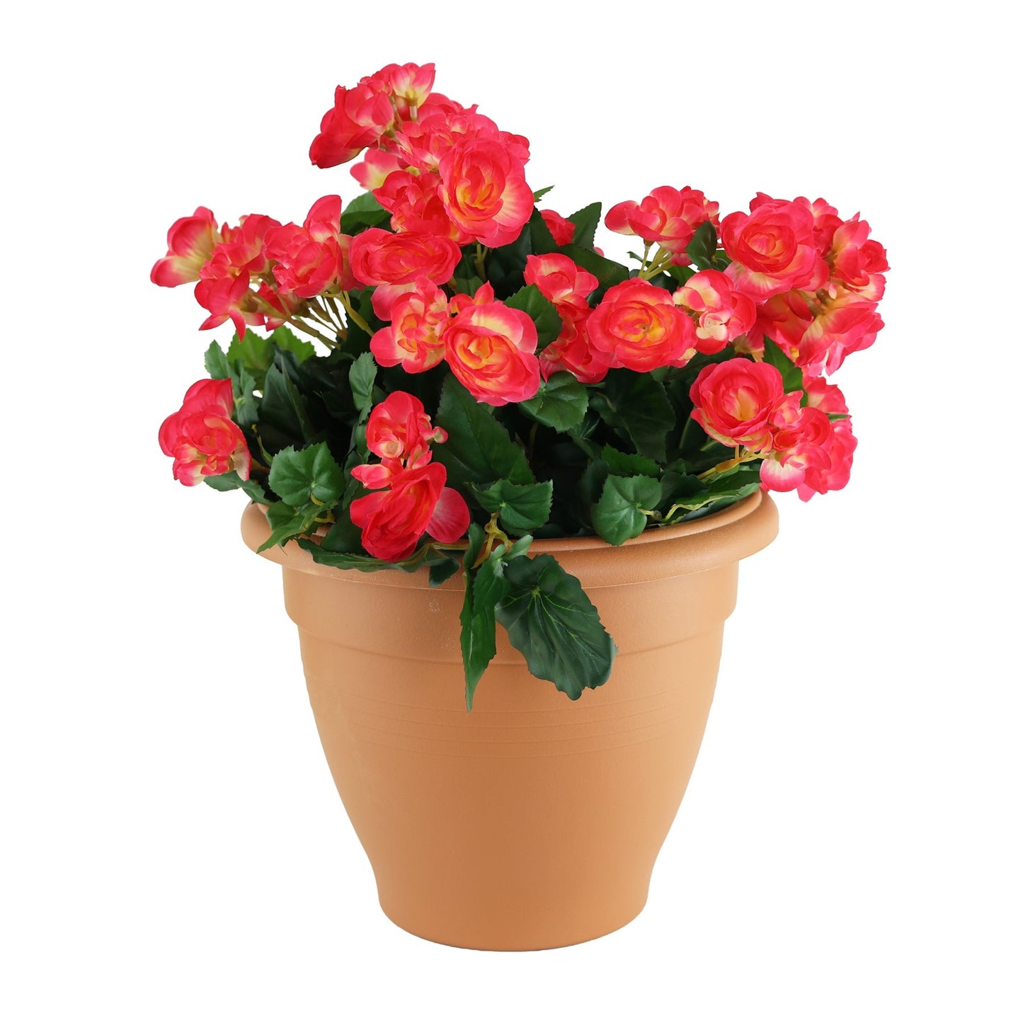 Artificial Red Begonia Patio Planter
