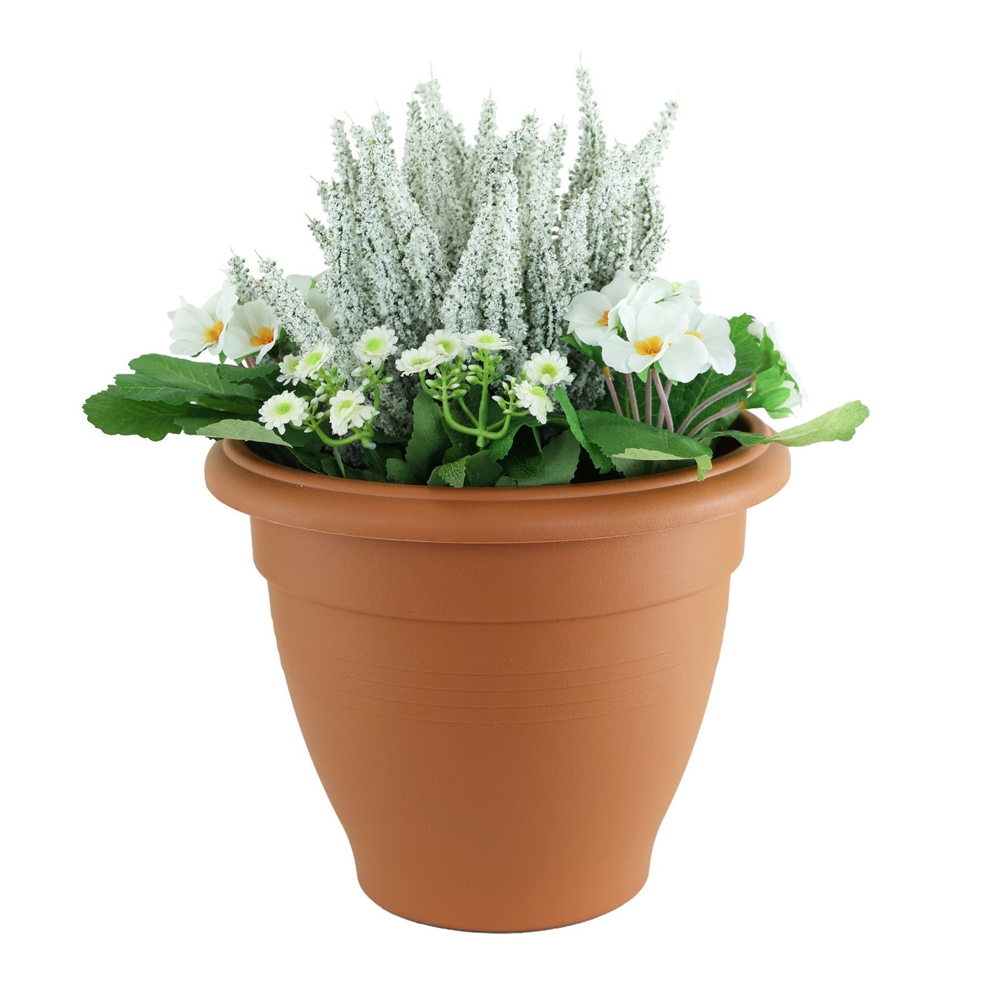 White Erica & Primrose Patio Planter