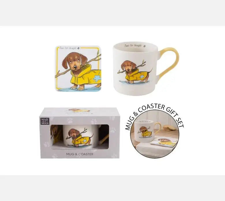 Dachshund Dog Mug and Coaster Gift Set