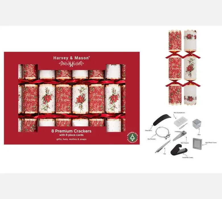 Red Premium Poinsettia Crackers (12.5 Inches)