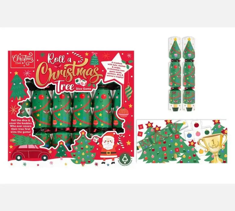 Roll A Xmas Tree Dice Game Crackers (9 Inches)