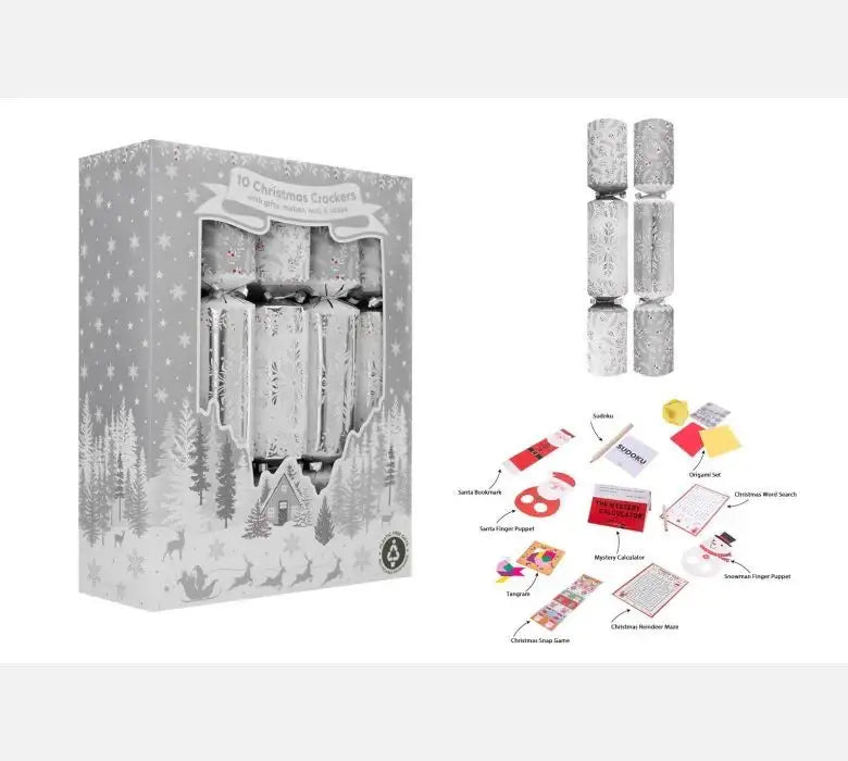 White and Silver Snowflake Crackers (12 Inches)