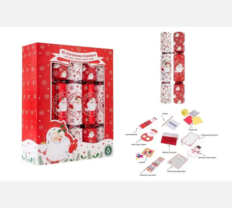 White and Red Retro Santa Crackers (12 Inches)