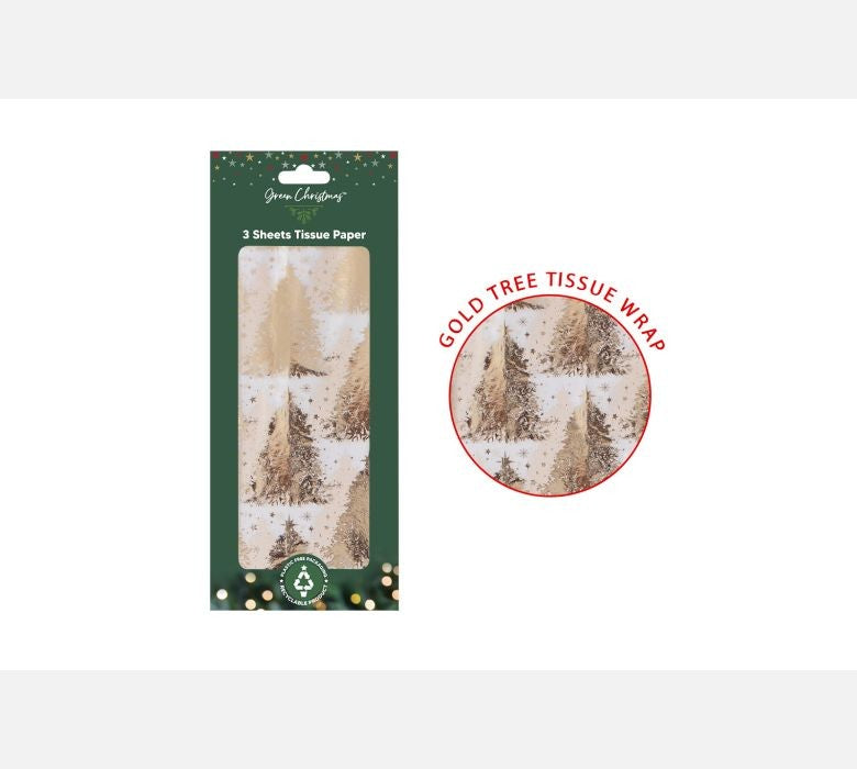 Tissue Paper Gold Foil Trees 3 Sheets