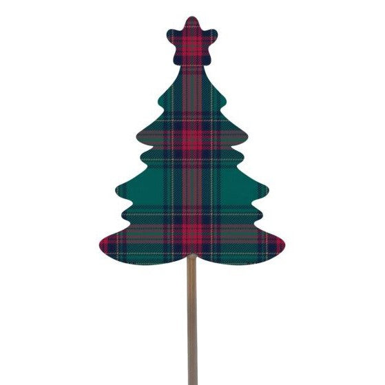 Green And Red Tartan Star Topped Christmas Tree Pick