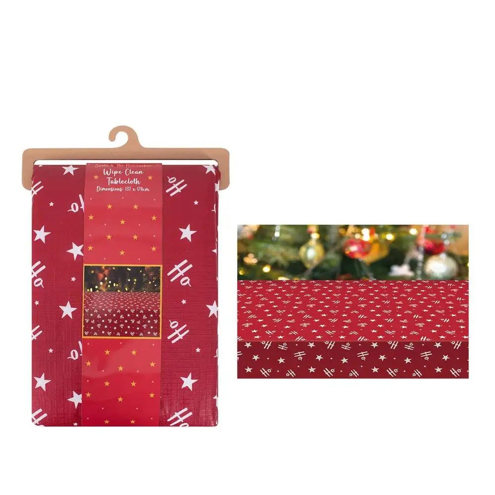 Red Ho Ho Ho Christmas Wipe Clean Tablecloth