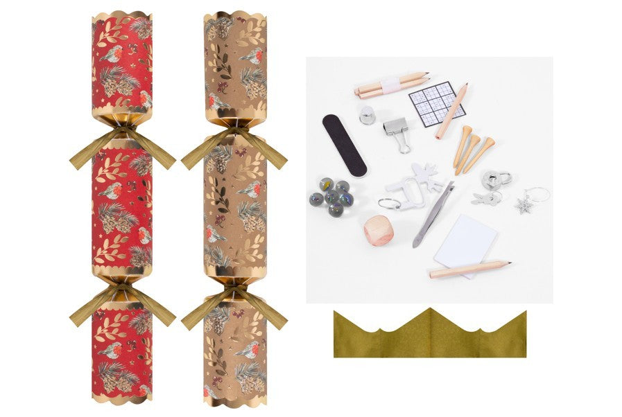 50 Red And Gold Robin Crackers
