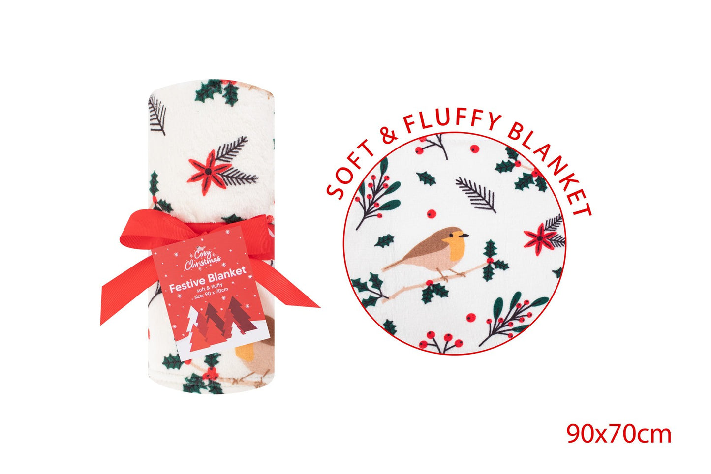Festive Robin Christmas Blanket
