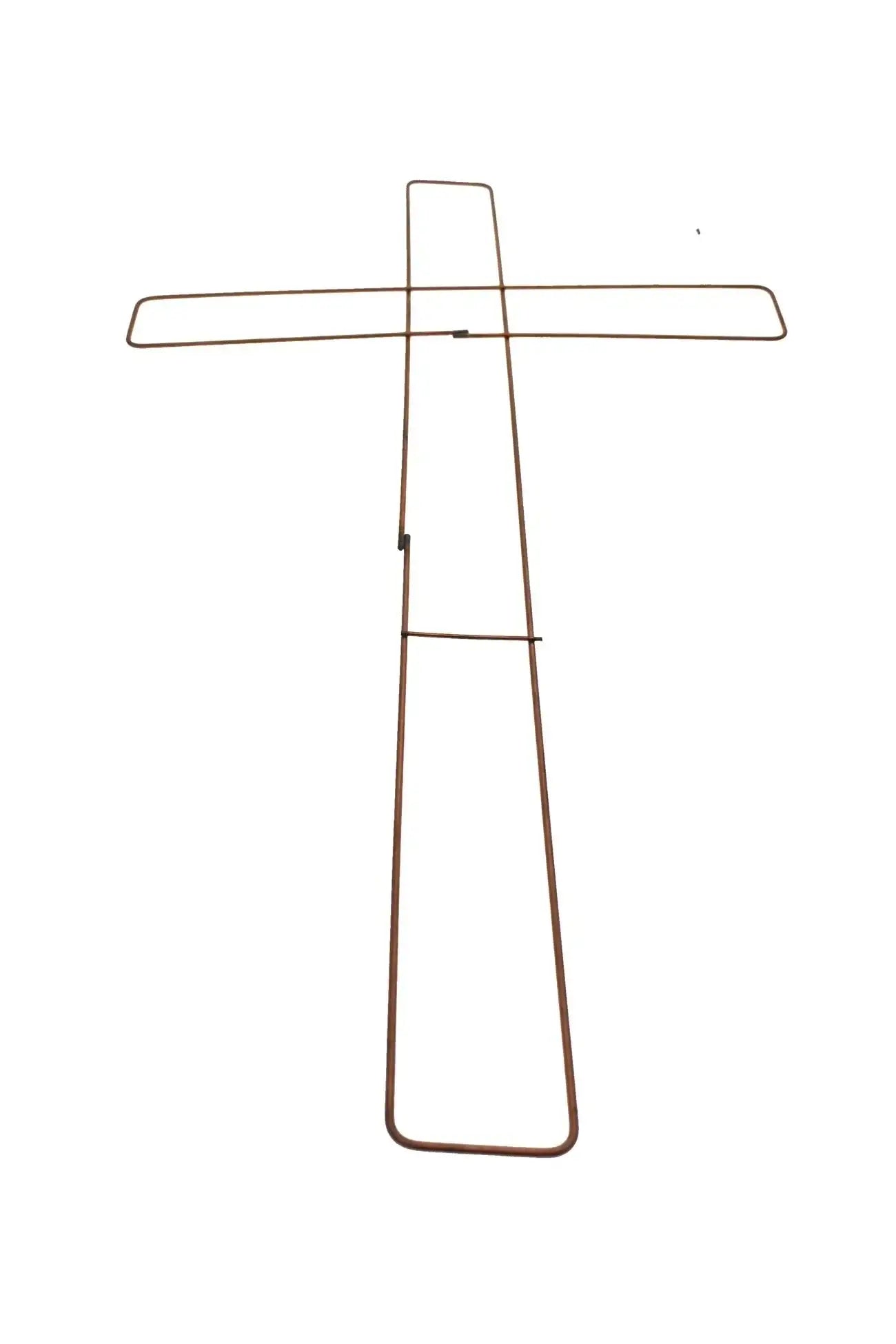 Rustic metal cross wall decor for home or gift, minimalist design with warm bronze finish