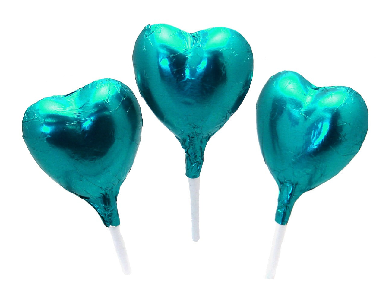 Turquoise Foil Chocolate Heart Lollipop