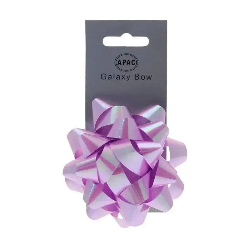 Iridescent lavender gift bow on retail card, perfect for wrapping presents and celebrations.