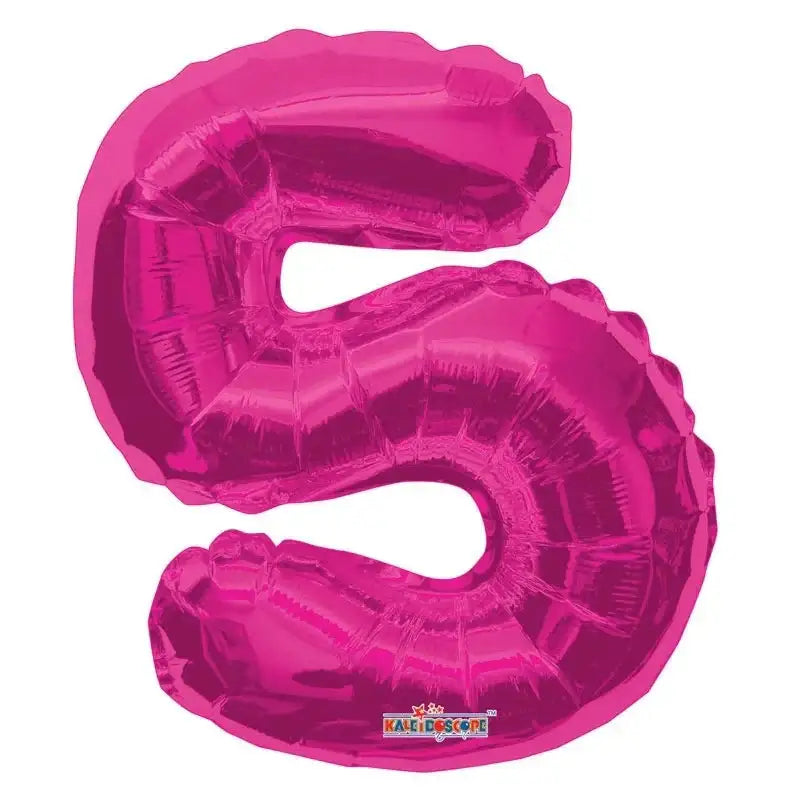 Pink number 5 foil balloon for birthday or celebration decorations