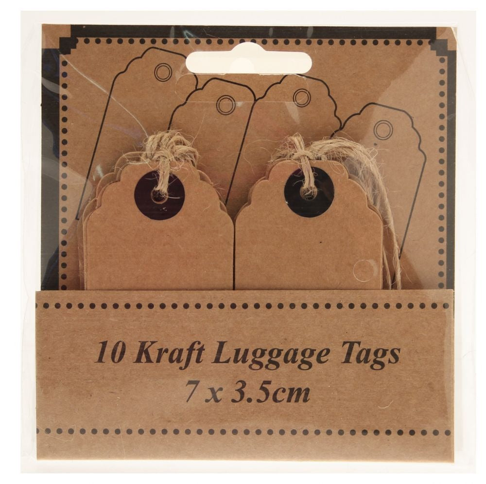 Discover the Kraft Luggage Style Tags (x10) (7cm x 3.5cm) at Bristow Direct