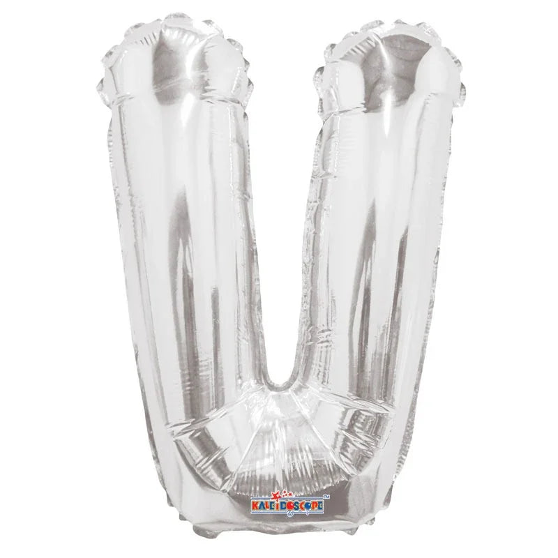 14" Silver Letter V Balloon