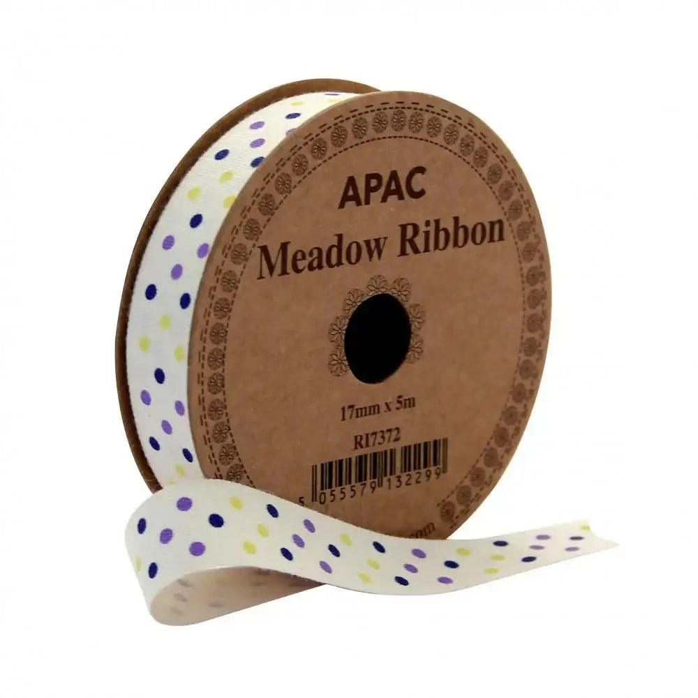 Dots Lilac Navy and Yellow Ribbon