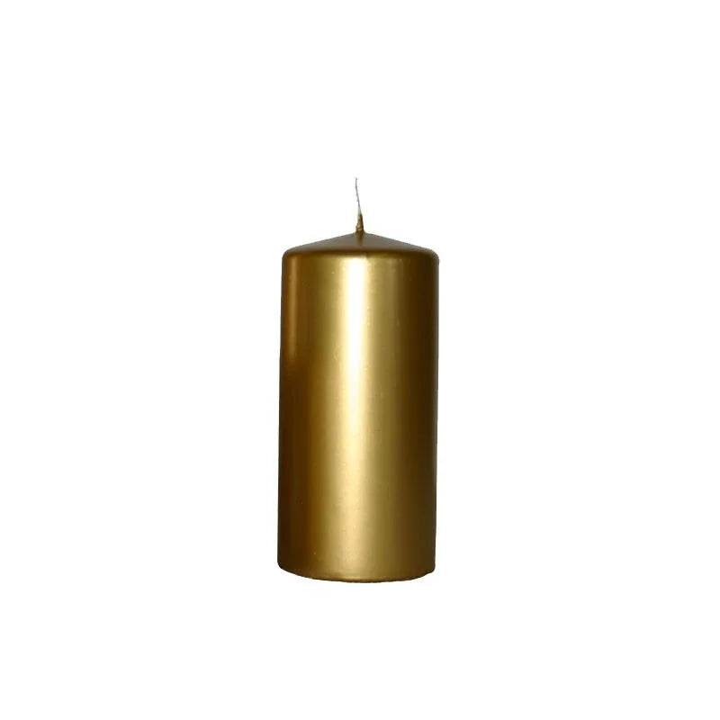 Gold pillar candle for home décor and celebrations