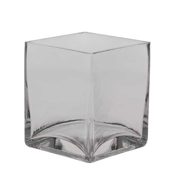 Clear glass square vase for home décor and gift arrangements