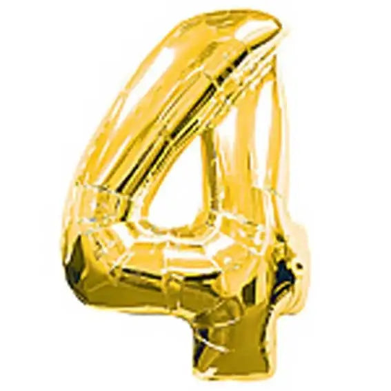 Shiny gold number 4 balloon for birthday or celebration decor