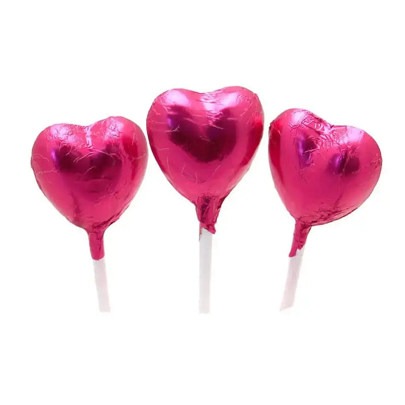 Hot Pink Foil Chocolate Heart Lollipop