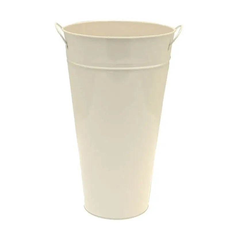 Cream metal bucket with handles for home décor or gift use