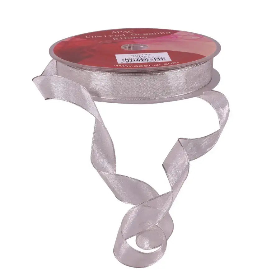 Silver Woven Edge Organza 15mm