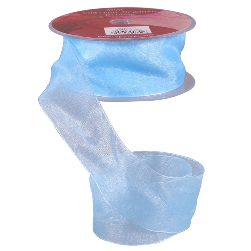 Discover the Baby Blue Woven Edge Organza 38mm at Bristow Direct