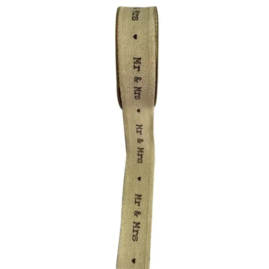 Mr and Mrs Natural Ribbon 25mm