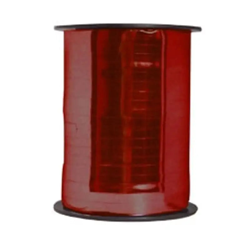 Red metallic gift ribbon spool for birthdays, holidays, and special occasions