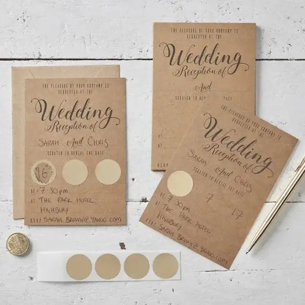 Kraft Scratch The Date Wedding Evening Invitations - Scratch and Reveal