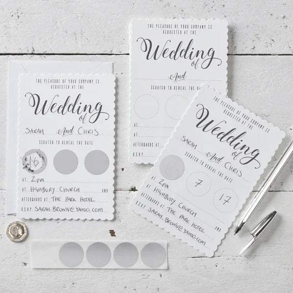 White Scratch The Date Wedding Invitations - Scratch and Reveal