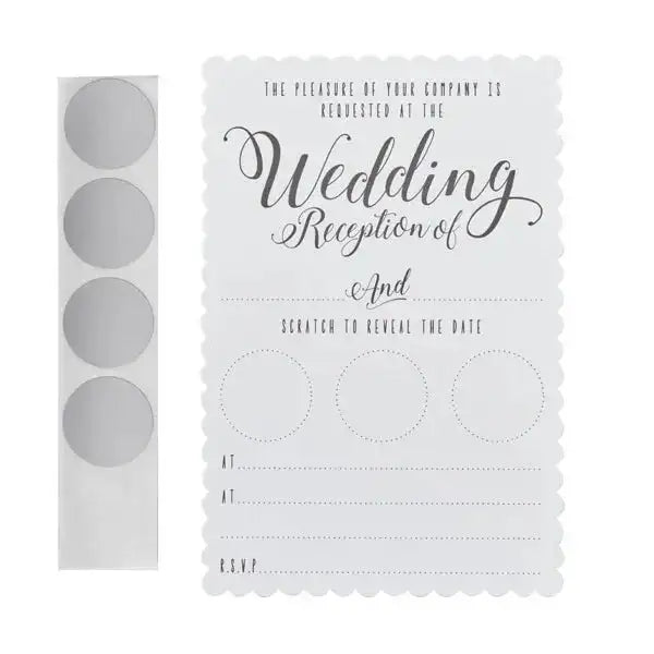 White Scratch The Date Wedding Evening Invitations - Scratch and Reveal