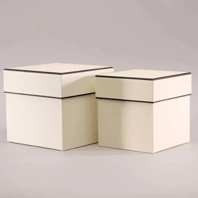 Cream Square Hat Boxes Set of 2