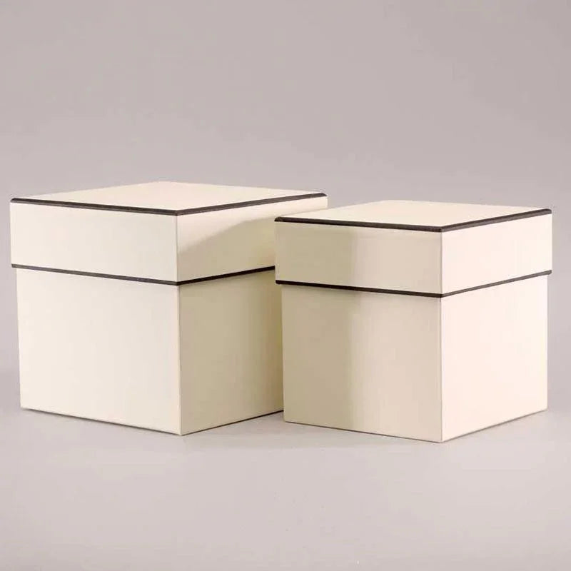 Cream Square Hat Boxes Set of 2