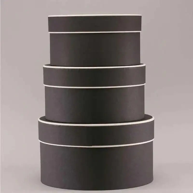 Black Round Hat Boxes Set of 3