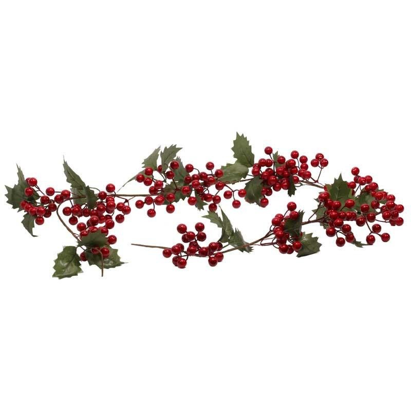 1.4m Red Berry Garland with Leaves