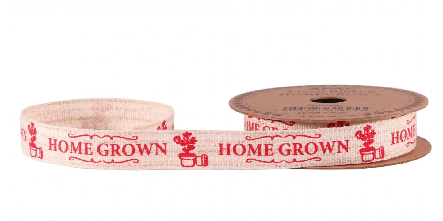 Homegrown Red Linen Ribbon 15mm