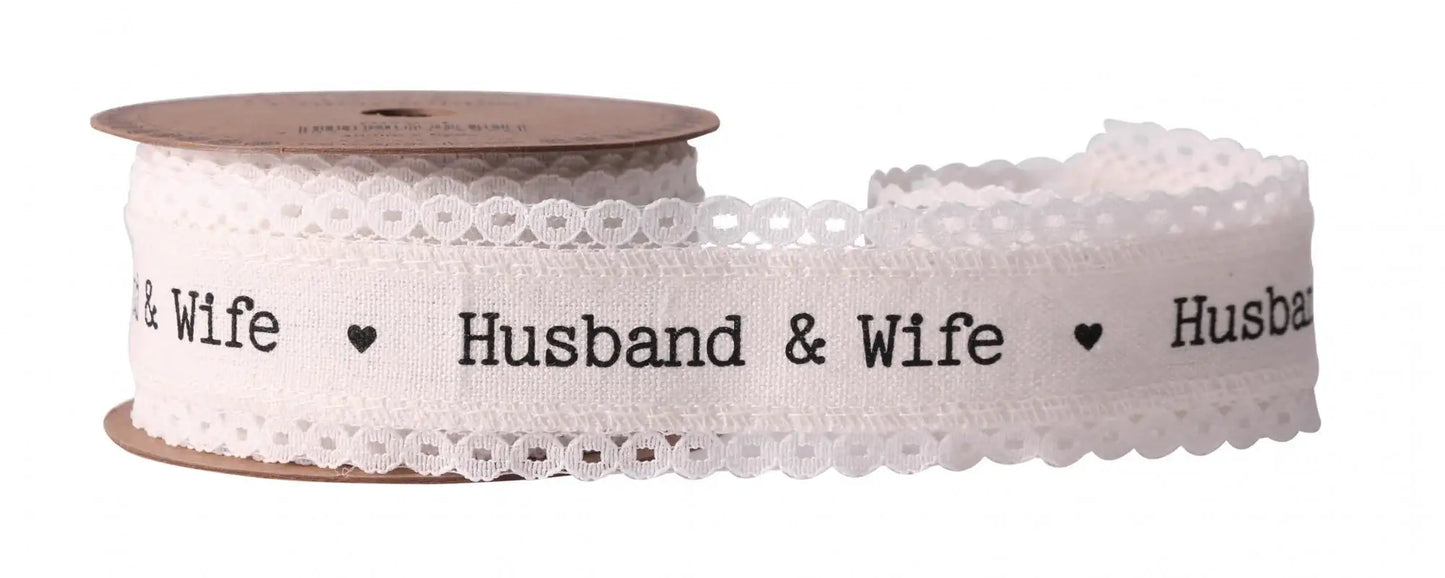 40mm Husband and Wife Linen Ribbon