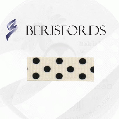 Discover the Spotty natural grosgrain ribbon with black dots - 15mm x20m at Bristow Direct
