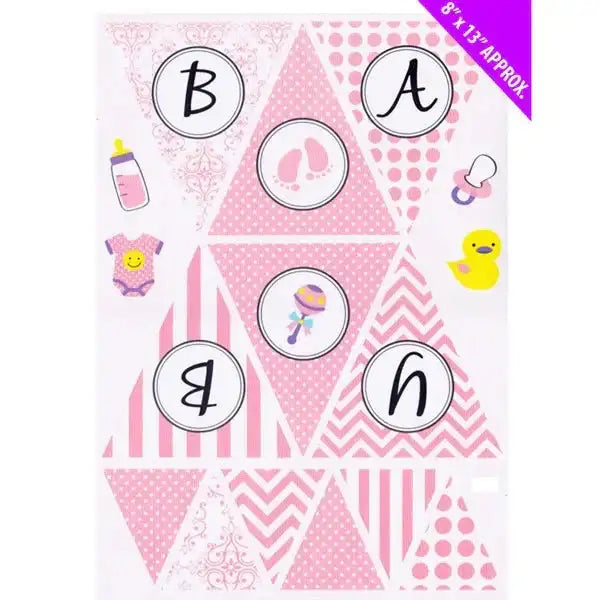 Its A Girl - Baby Sticker Bunting Baby Shower