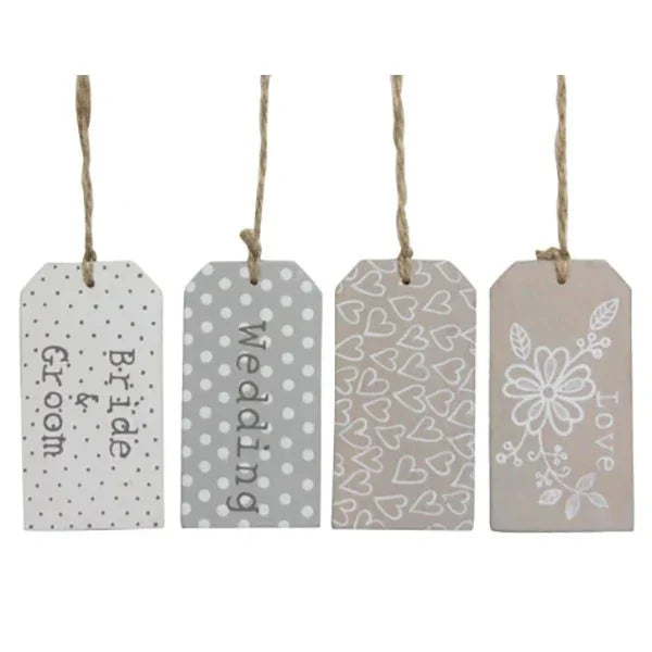 Wooden Wedding Tags - 4 Assorted - 9x5cm