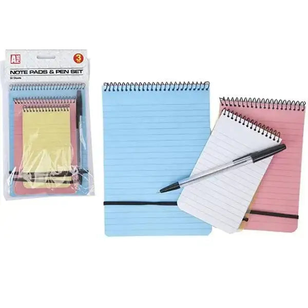 3pc 50sheet High Qtly Pvc Covr Spiral Top Note Pad and Pen Pbhc