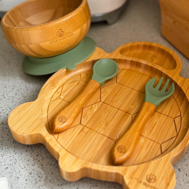 Bamboo Plate & Fork - Turtle