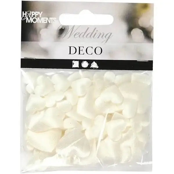 Cream satin heart confetti for wedding decor, perfect for celebrations and special occasions