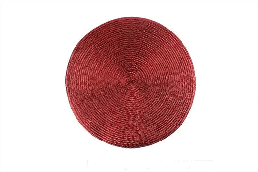 Round red woven placemat for dining table or holiday decor