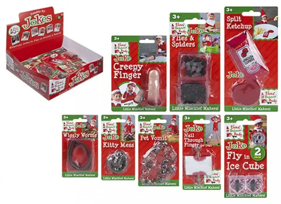Elf on the Shelf joke kits: Creepy Finger, Spilt Ketchup, Wiggly Worms & more prank toys for kids
