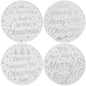 Silver Glitter Xmas Candle Plates / Coasters - 20cm