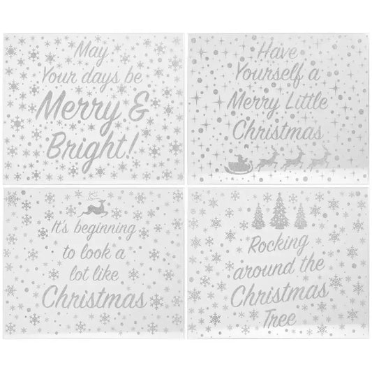 Silver Glitter Xmas Placemats Set of 4
