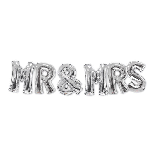 Mr &amp; Mrs Silver Balloon Bouquet