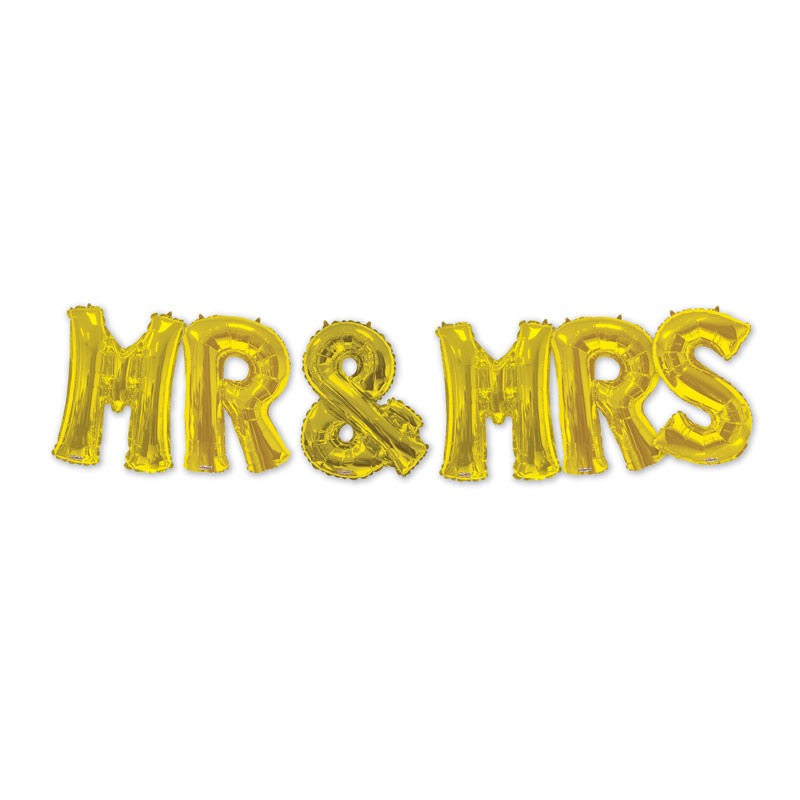 Mr &amp; Mrs Gold Balloon Bouquet